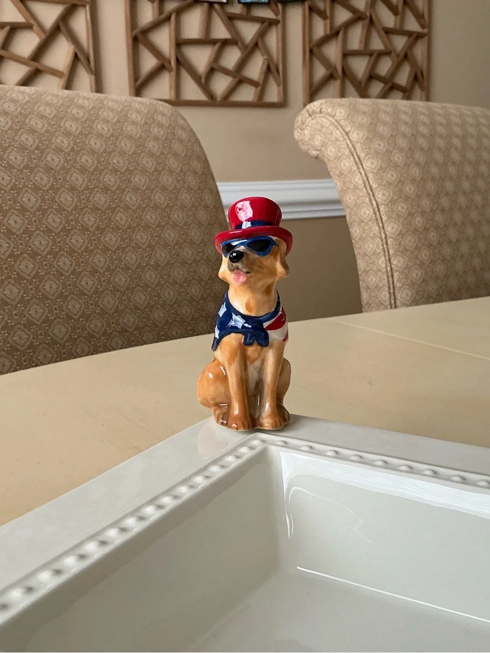 Patriotic Puppy Dog With Sunglasses Platter Decoration 🇺🇸